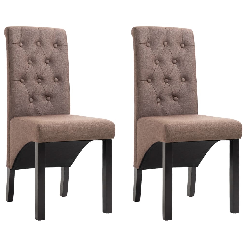Dining Chair Set of 2 Brown Fabric Standard Ergonomic