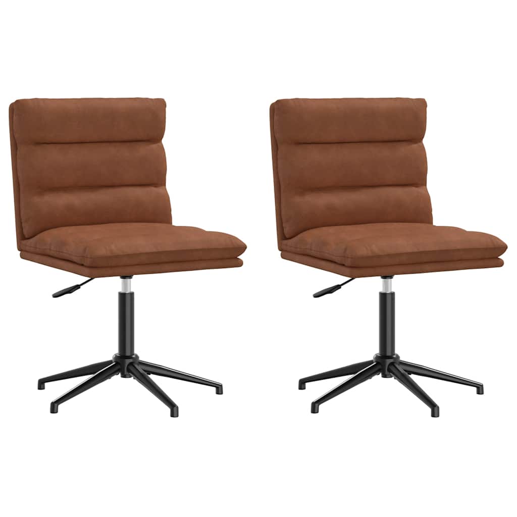 Dining Chair Set of 2 Brown Faux leather, plywood, metal