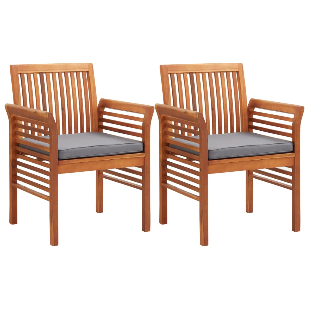 Dining Chair Set of 2 Brown frame, Dark grey cushion
