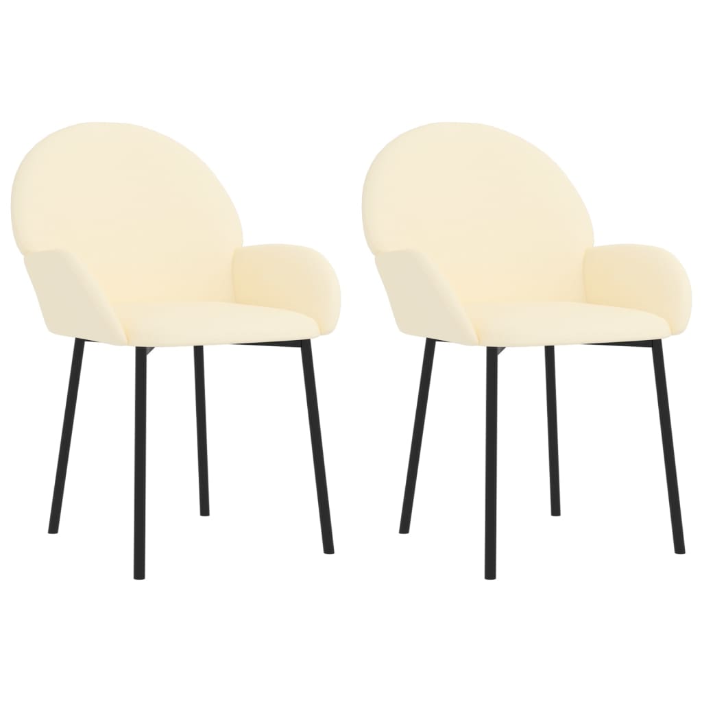 Dining Chair Set of 2 Cream Faux leather, Metal, Plywood Standard