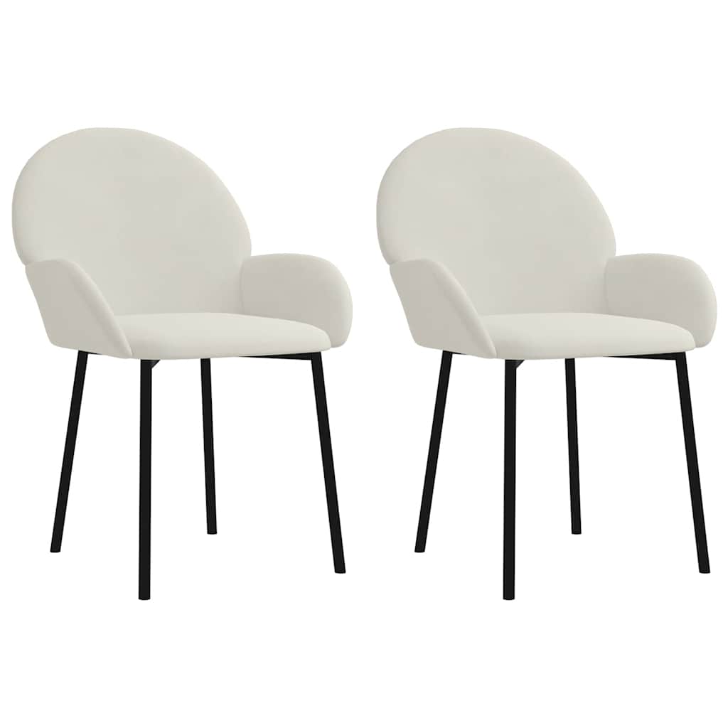 Dining Chair Set of 2 Cream Velvet (100% polyester), metal, plywood