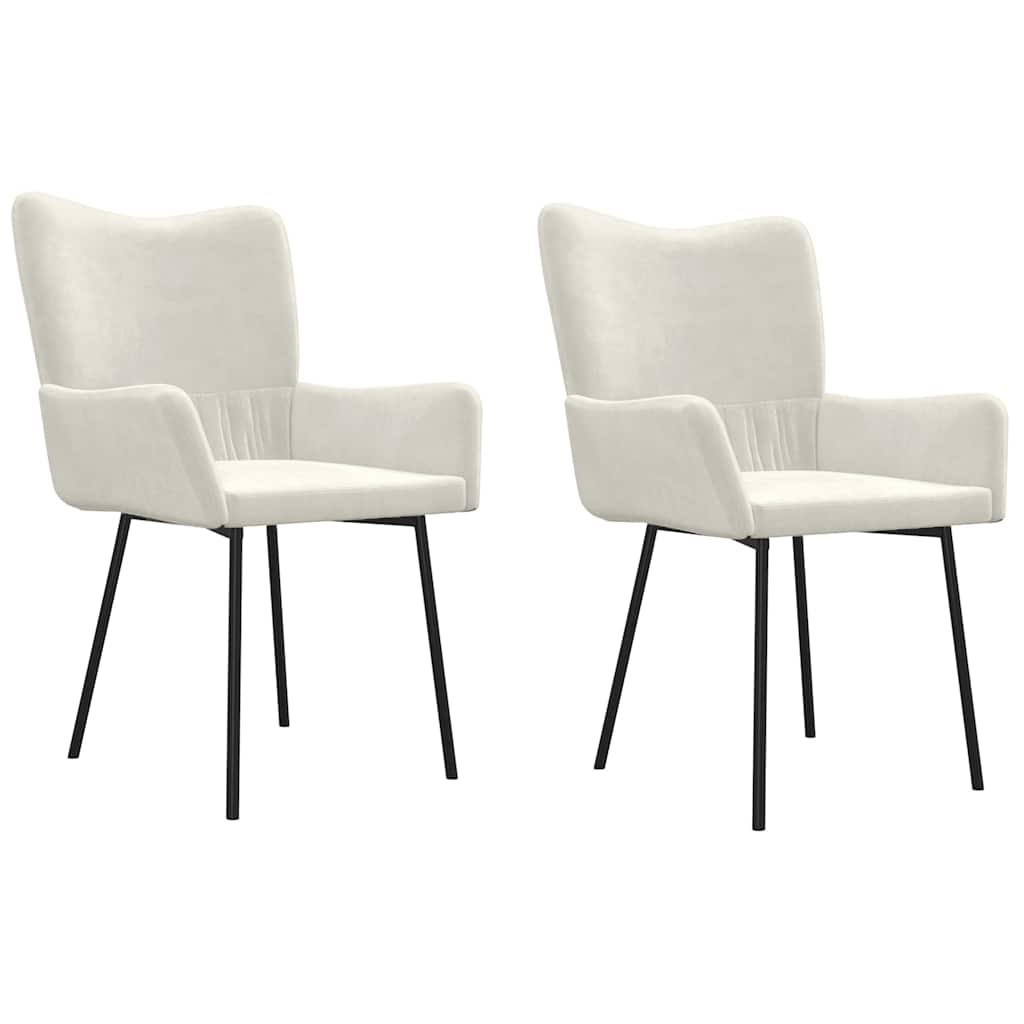 Dining Chair Set of 2 Cream Velvet, metal, plywood Standard