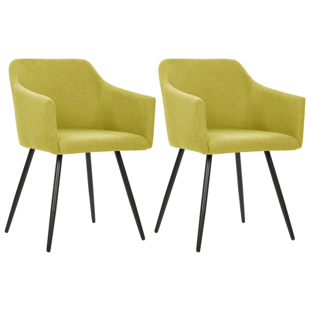 Dining Chair Set of 2 Green Fabric (100% polyester), metal Medium
