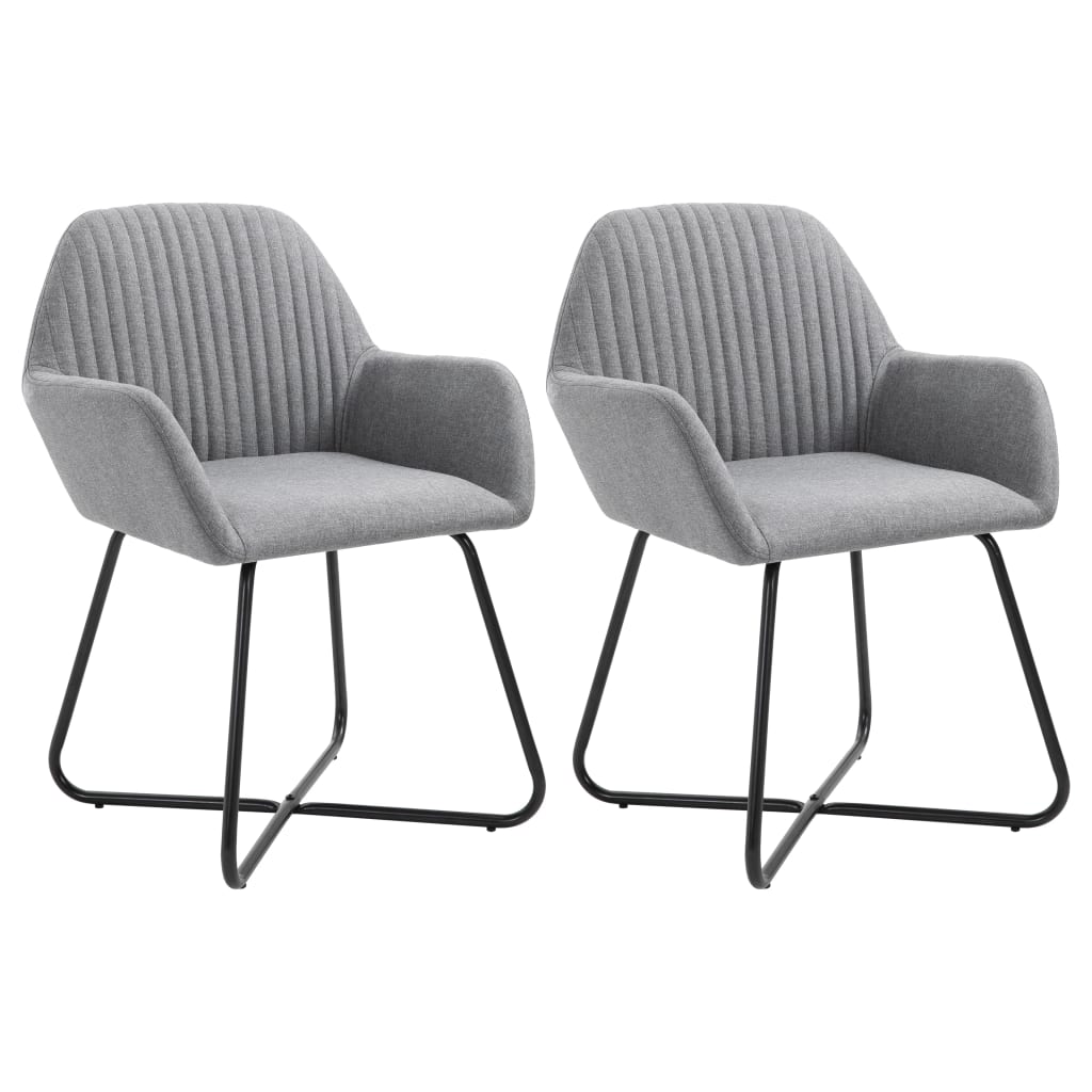 Dining Chair Set of 2 Light Grey Polyester Standard Ergonomic