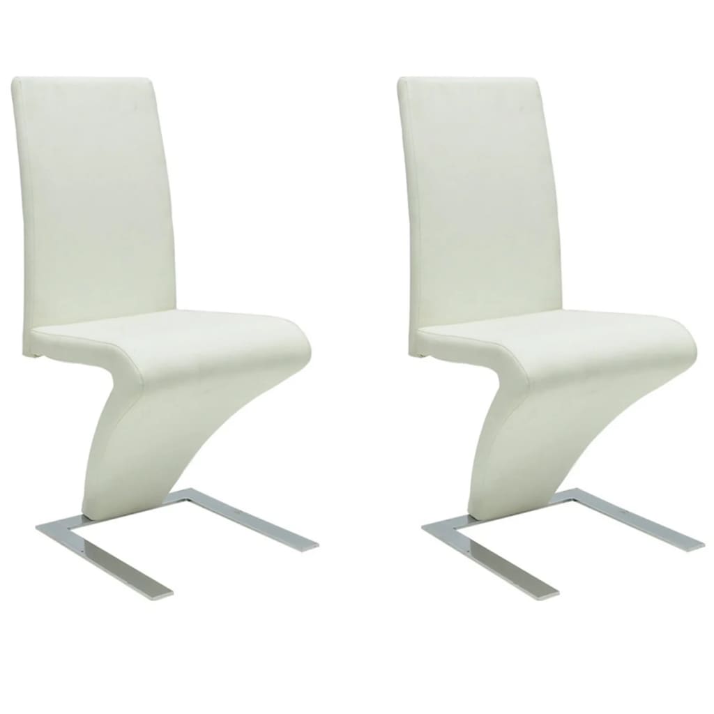 Dining Chair Set of 2 White Faux Leather Standard Durable