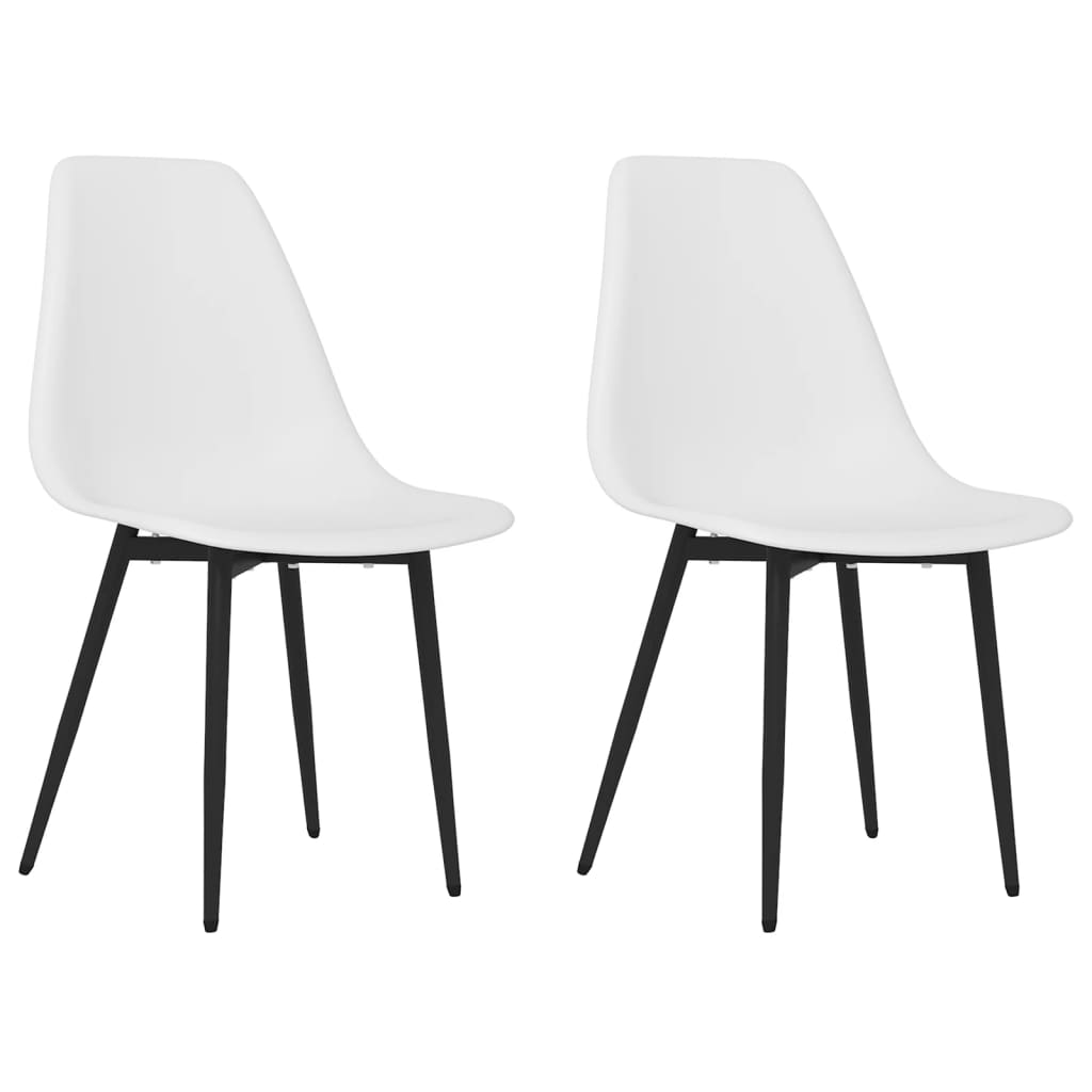 Dining Chair Set of 2 White Polypropylene Standard Ergonomic
