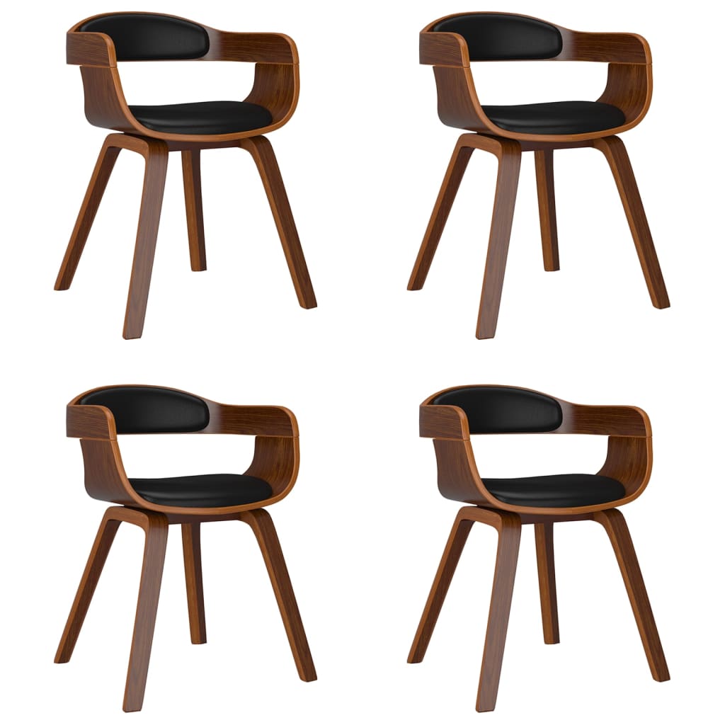Dining Chair Set of 4 Black and natural