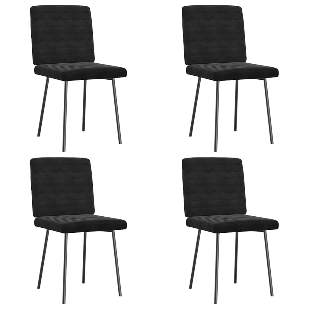 Dining Chair Set of 4 Black Velvet (100% polyester), plywood, metal