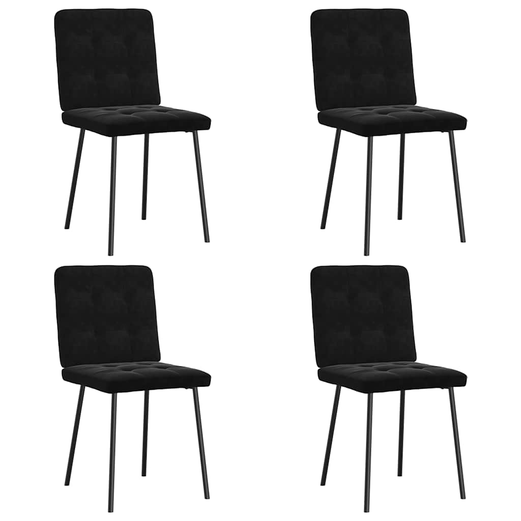 Dining Chair Set of 4 Black Velvet, Metal, Plywood Standard