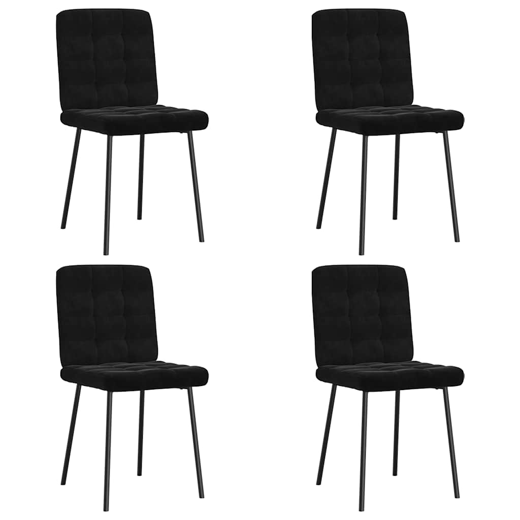 Dining Chair Set of 4 Black Velvet, Plywood, Metal Standard
