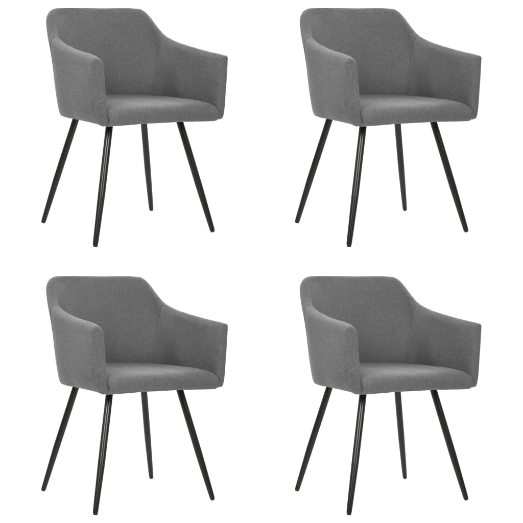 Dining Chair Set of 4 Light Grey Fabric (100% polyester), metal