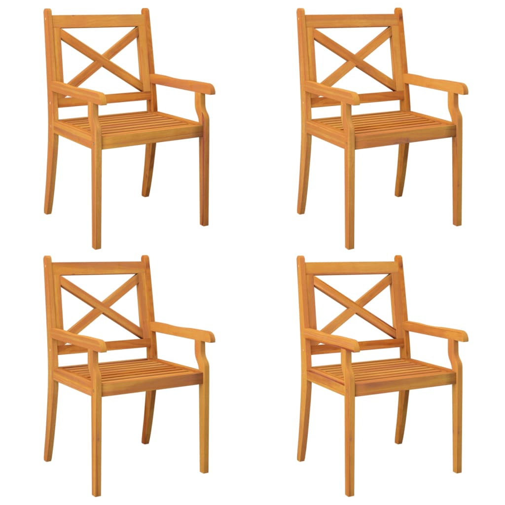 Dining Chair Set of 4 Natural Acacia