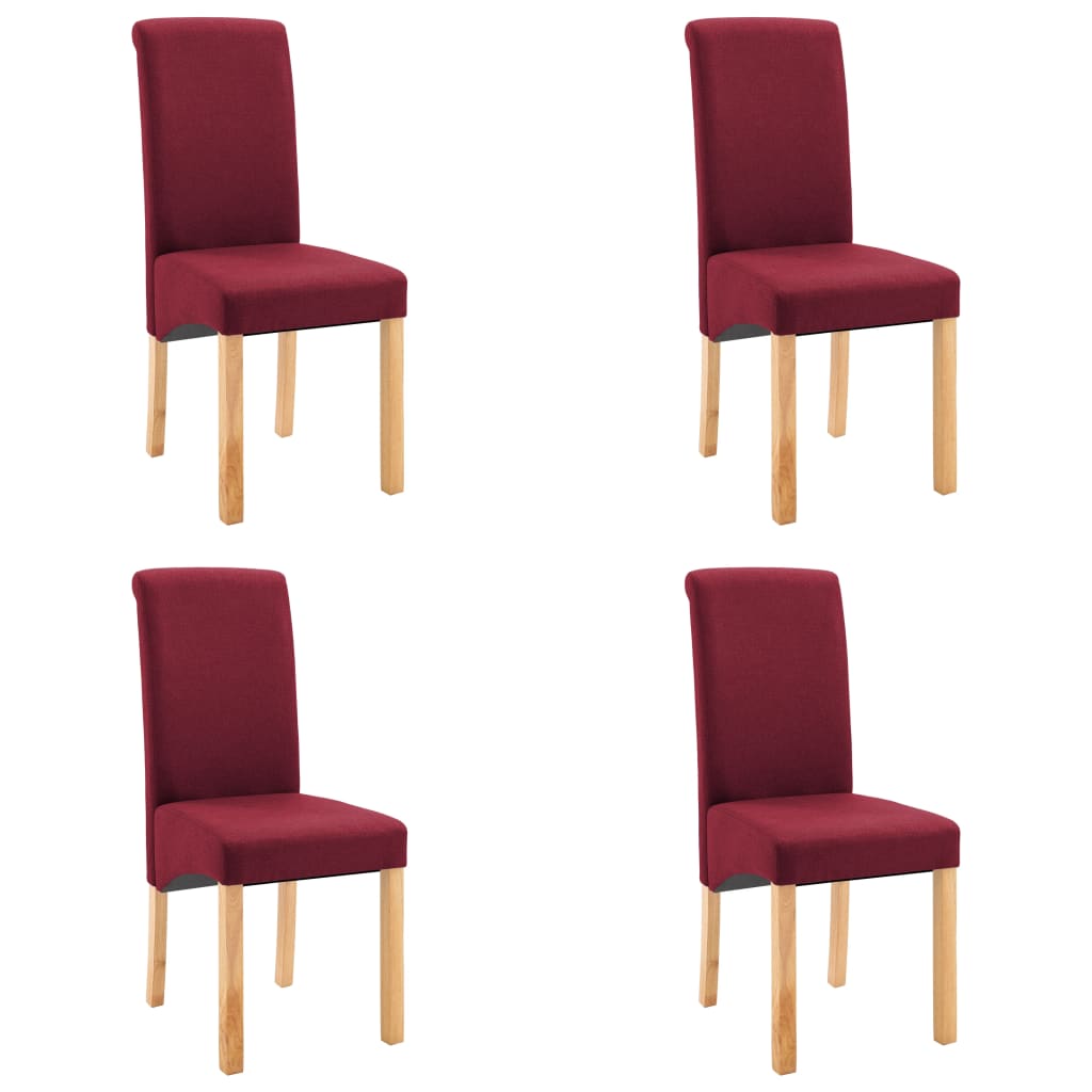Dining Chair Set of 4 Red Fabric and wooden frame Regular