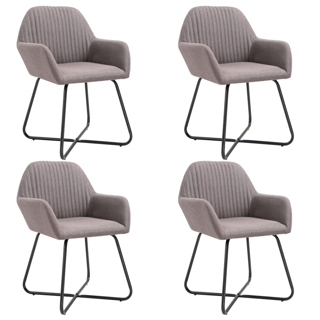 Dining Chair Set of 4 Taupe Polyester and Powder-Coated Steel