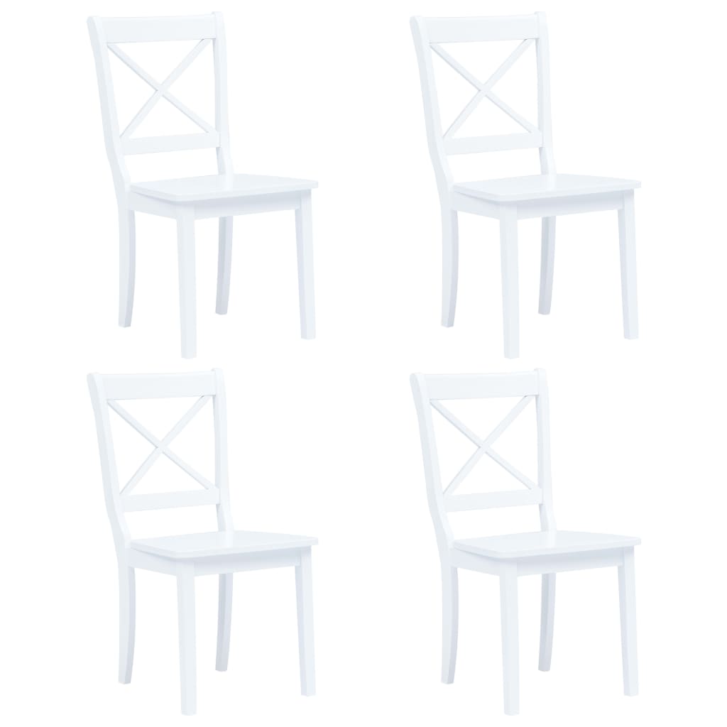 Dining Chair Set of 4 White Solid rubber wood Standard