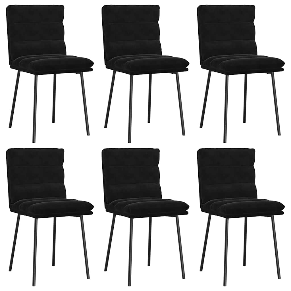 Dining Chair Set of 6 Black Velvet, Plywood, Metal Standard