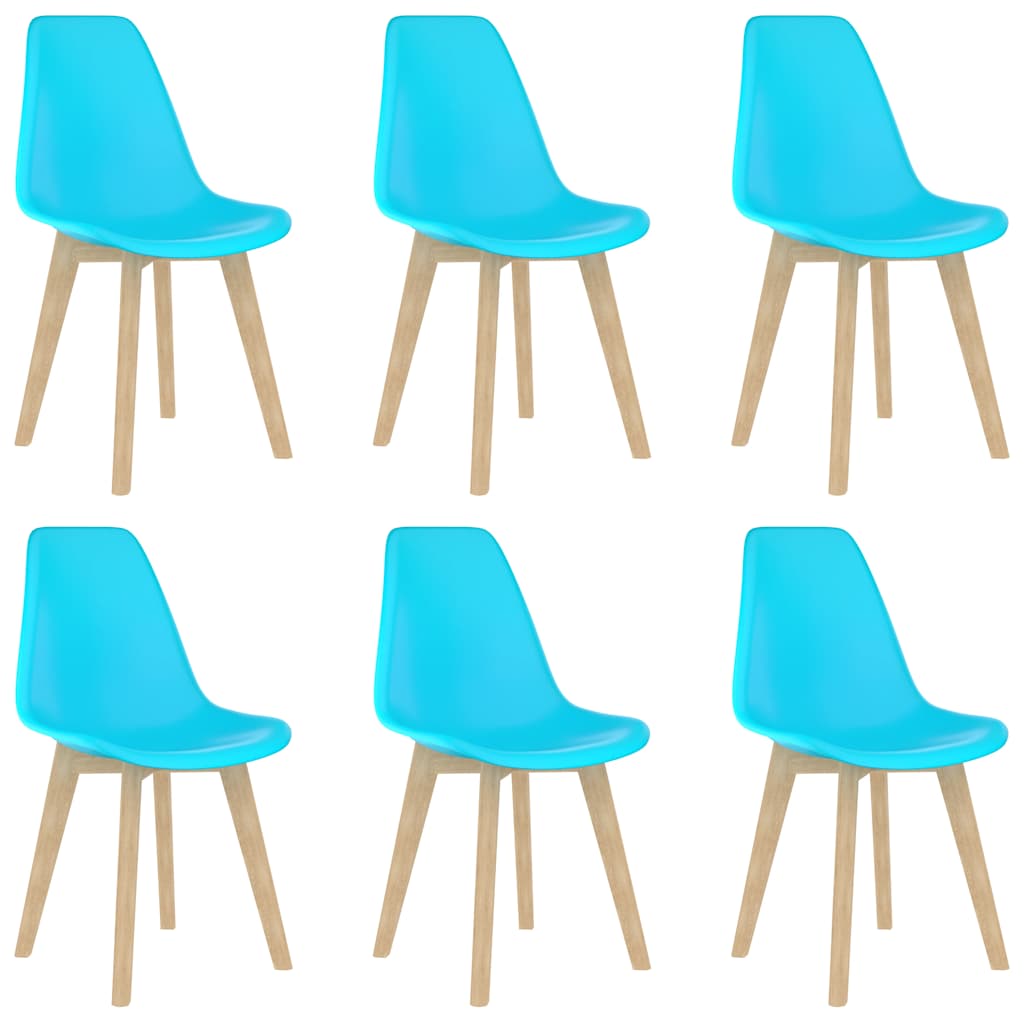 Dining Chair Set of 6 Blue Polypropylene, Beechwood Ergonomic