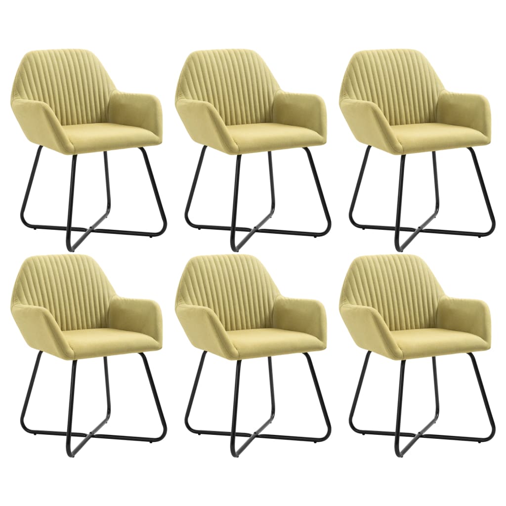 Dining Chairs 6 pcs Green Fabric