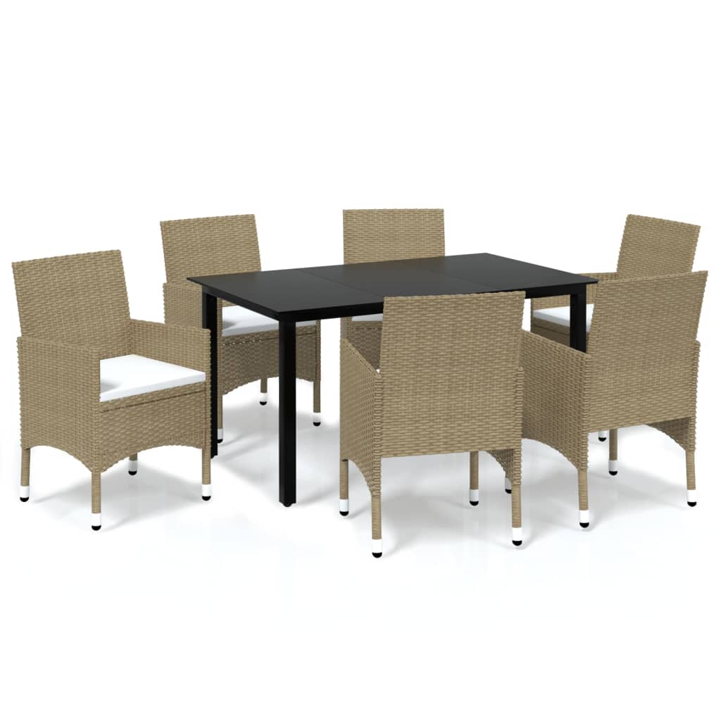Dining Set Beige, Cream White, Black