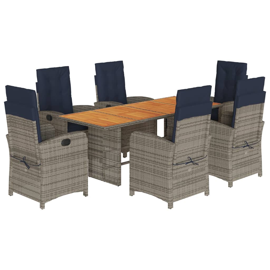 Dining Set Beige PE rattan Large Foldable Dining Set
