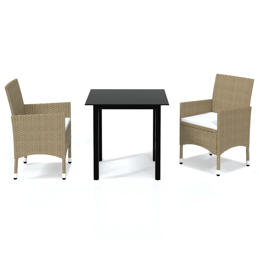 Dining Set Beige Poly Rattan Medium Lightweight Dining Set