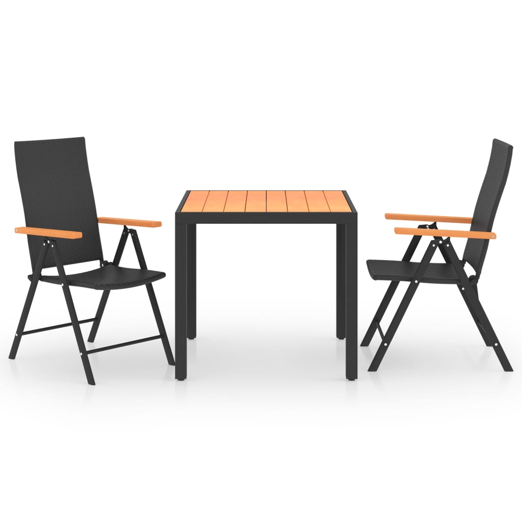 Dining Set Black and Brown PE Rattan, WPC, Aluminum Medium Tough