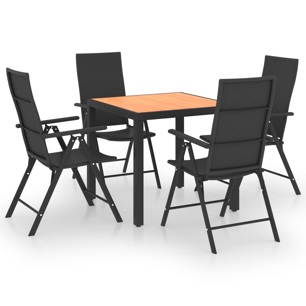 Dining Set Black and Brown PE Rattan, WPC, Aluminum Standard