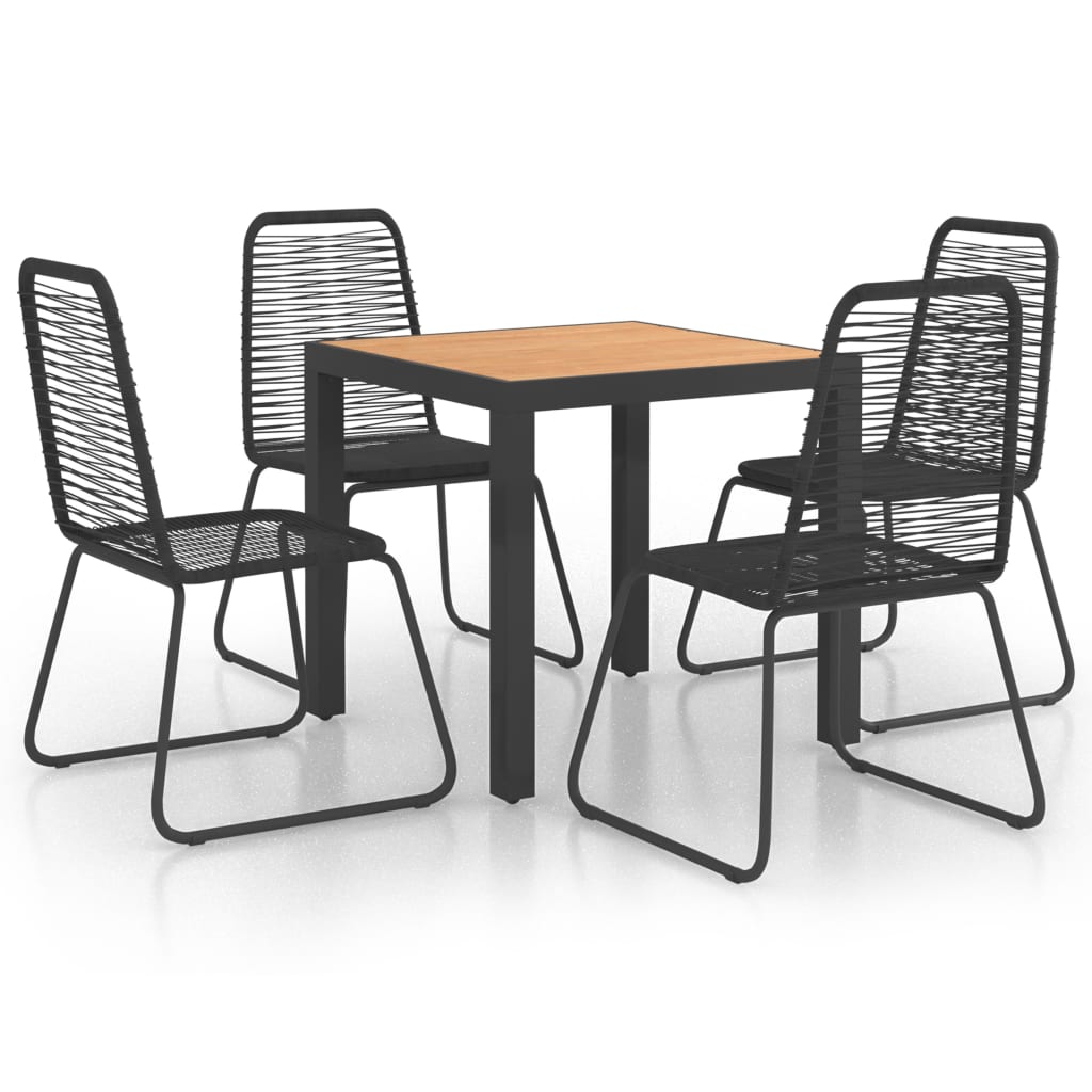 Dining Set Black and Brown WPC, Aluminum, PVC Rattan, Steel