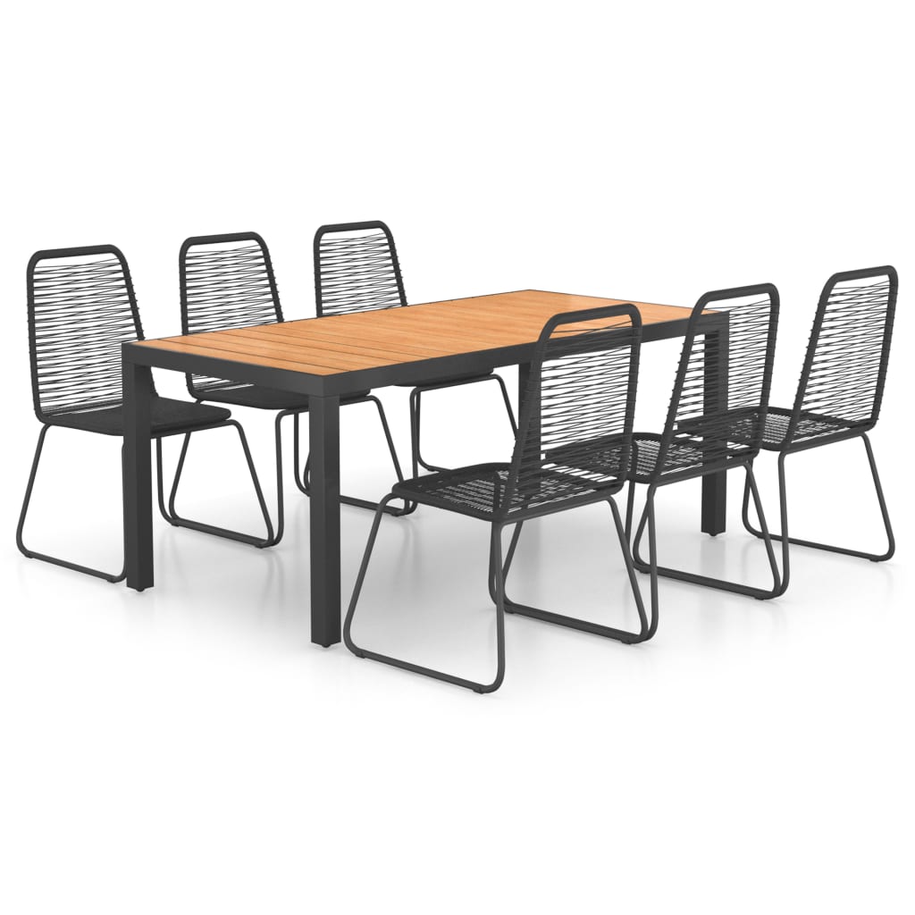 Dining Set Black and Brown WPC, aluminum, PVC rattan, steel