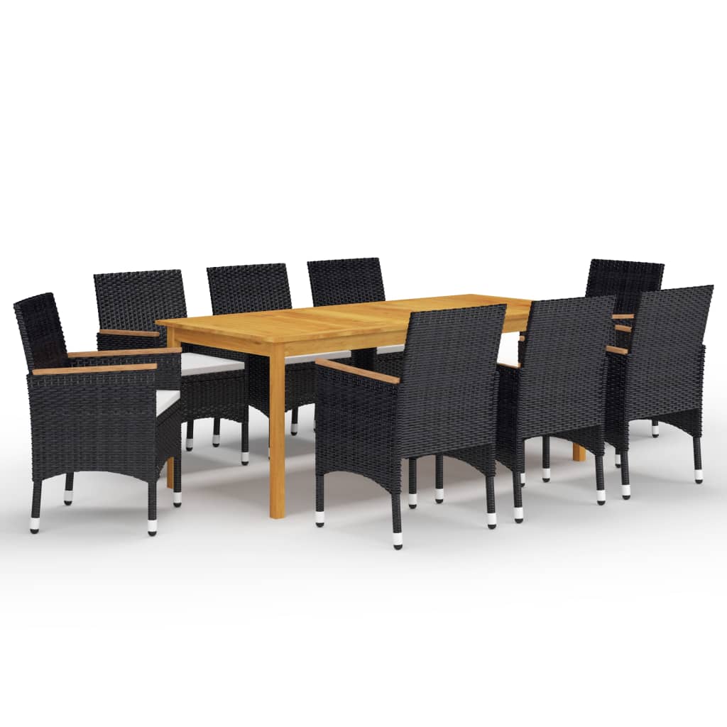 Dining Set Black and Cream White
