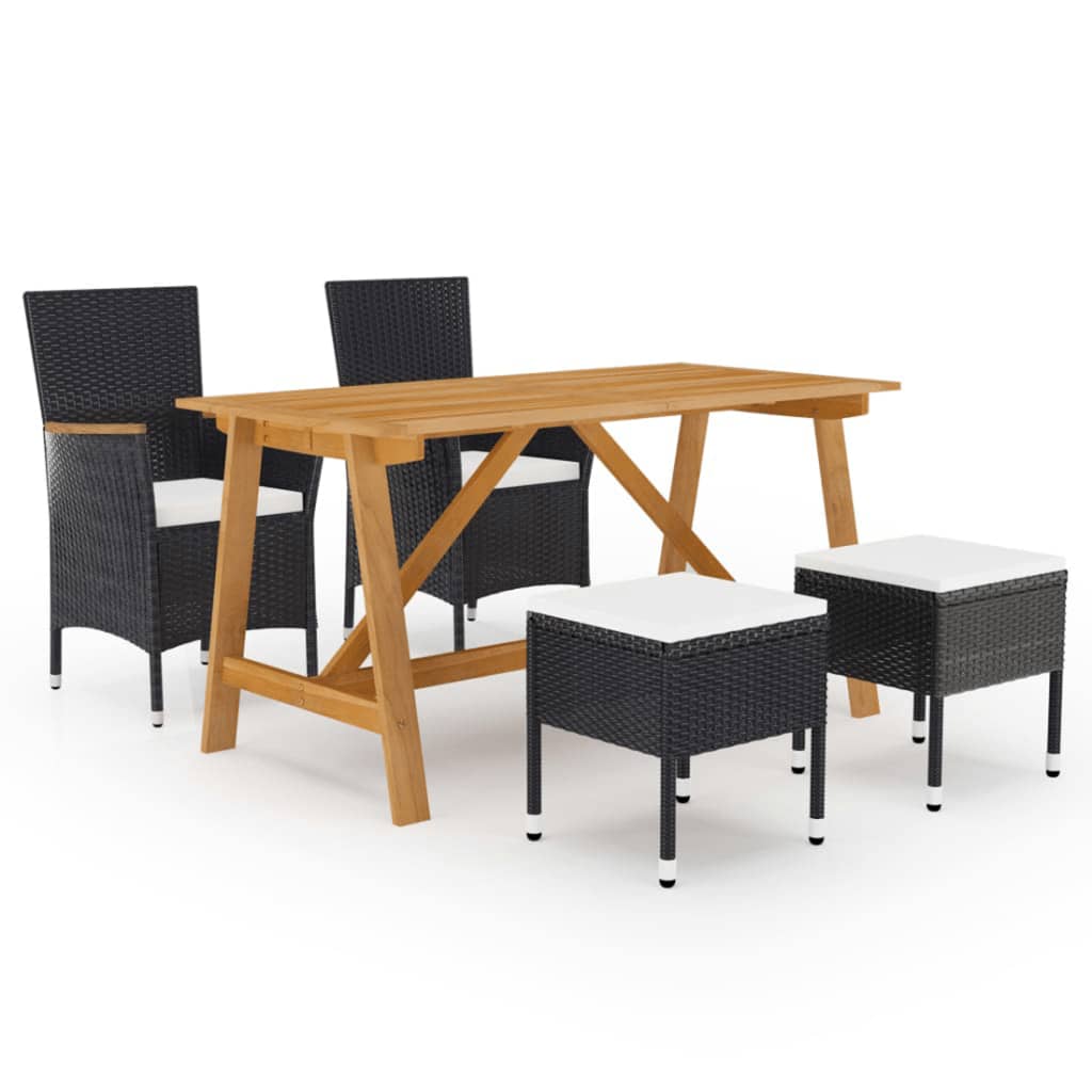 Dining Set Black chair with cream white cushion