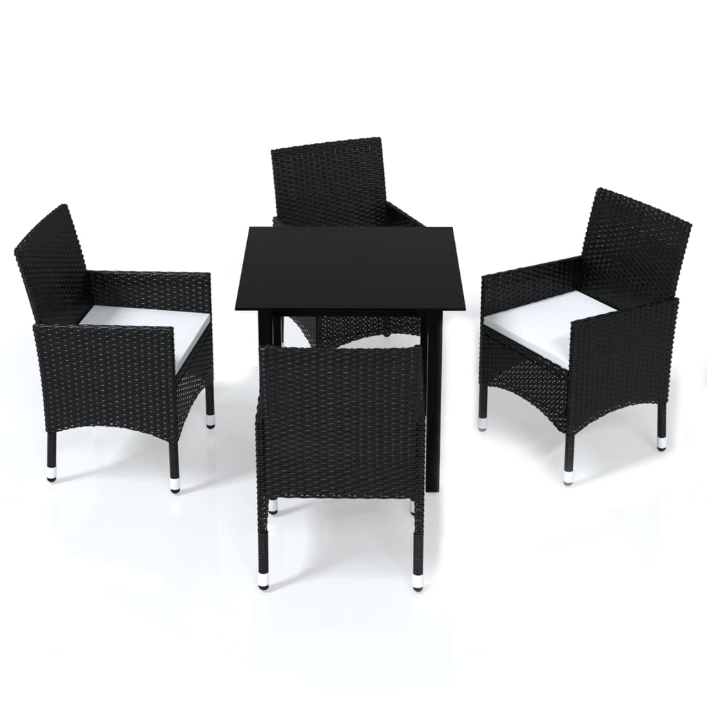 Dining Set Black chairs, cream white cushions