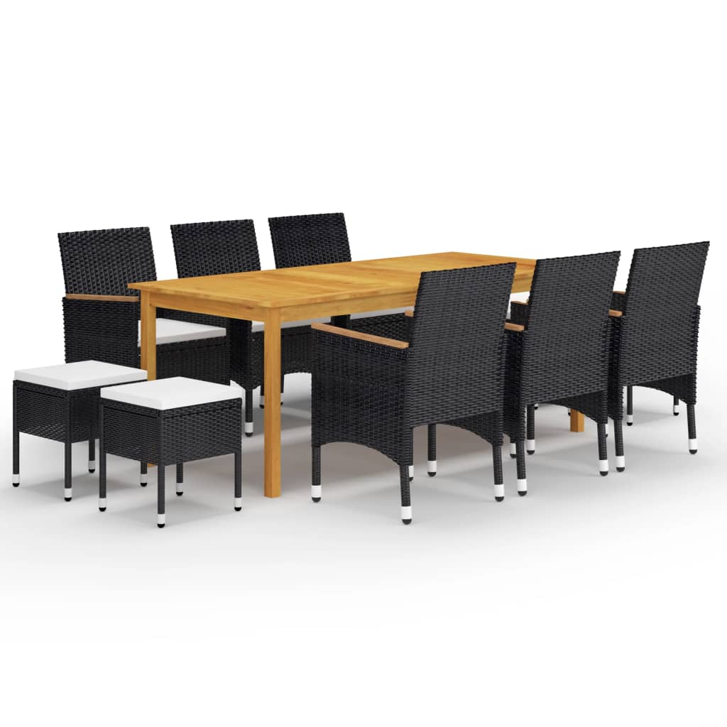 Dining Set Black, Cream white, Natural wood