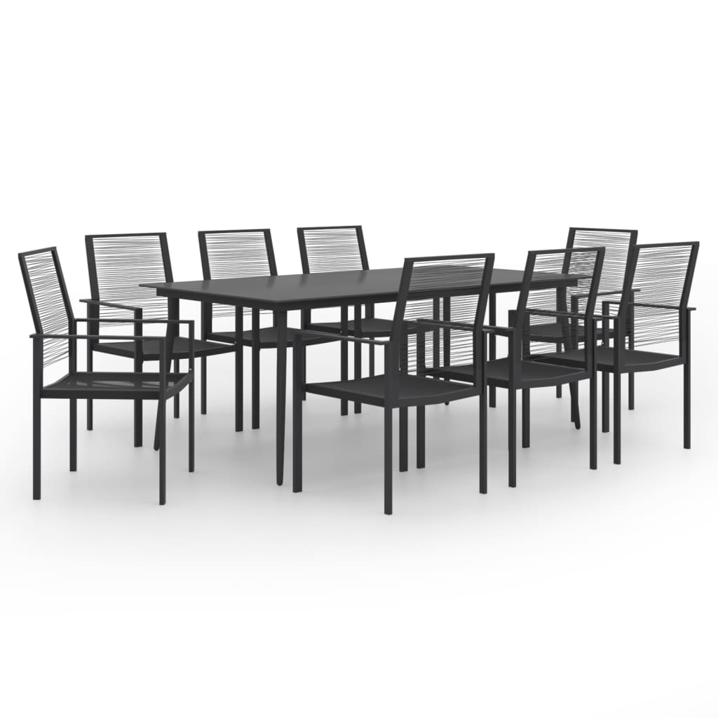 Dining Set Black Glass Large Durable Garden Dining Set