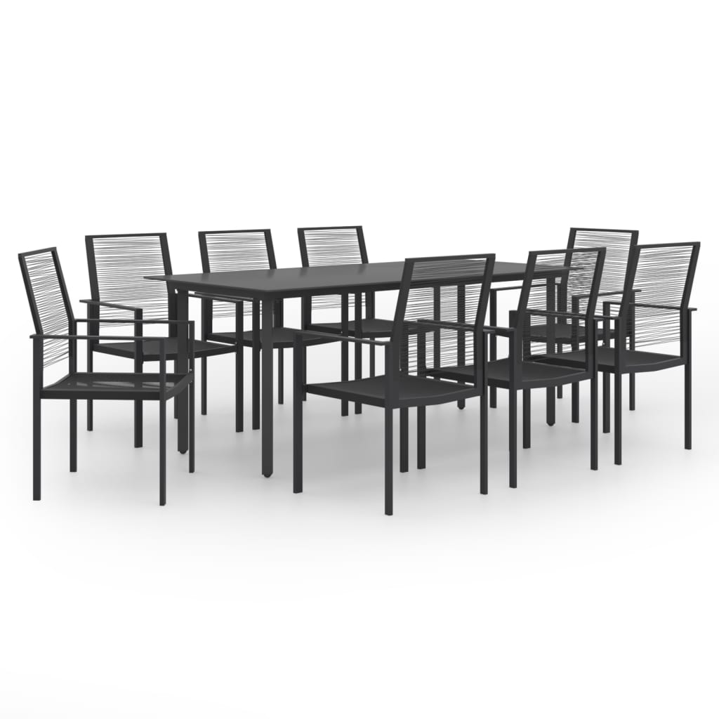 Dining Set Black Glass Large Seats Many Garden Dining Set