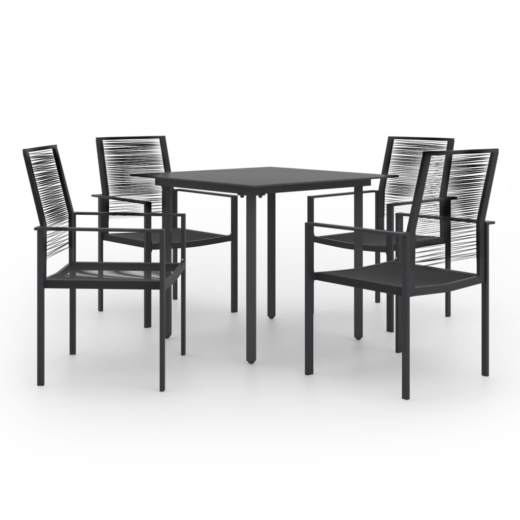 Dining Set Black Glass Medium Durable Garden Dining Set