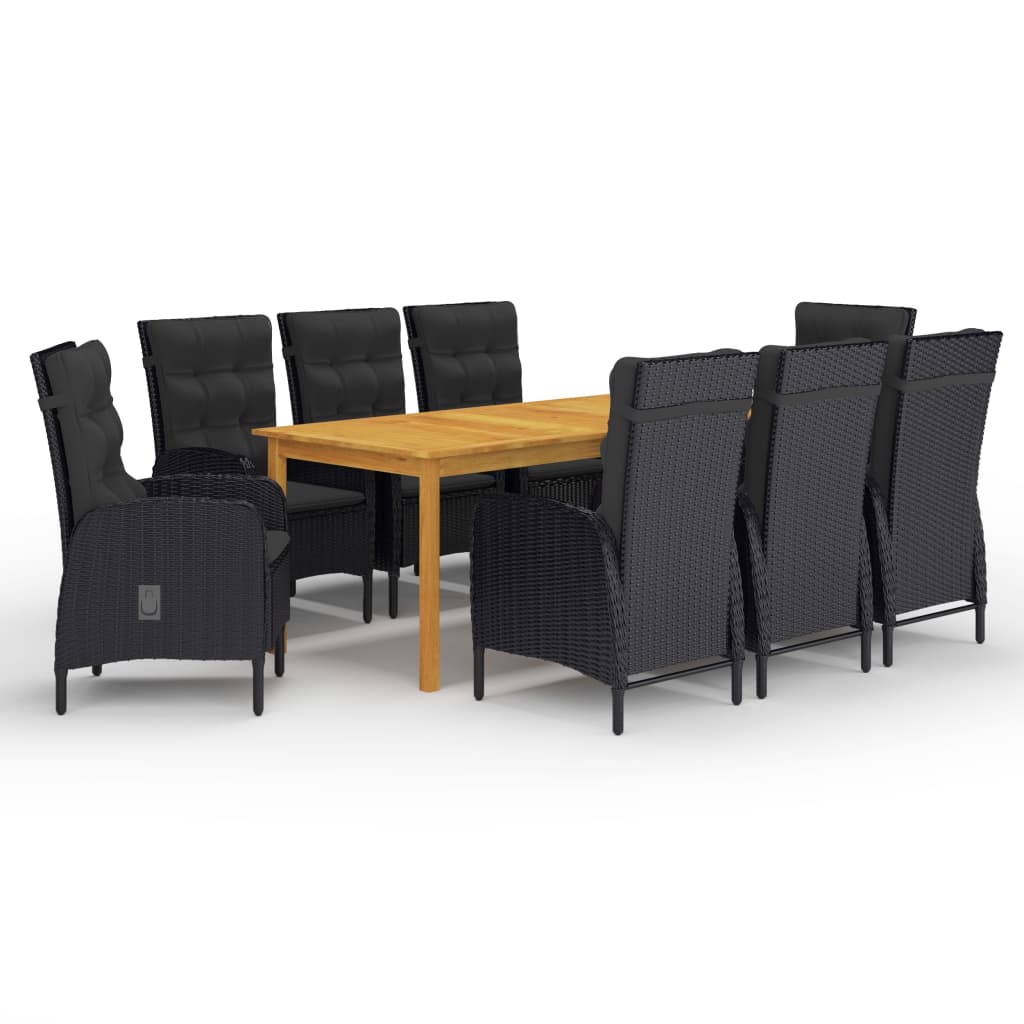 Dining Set Black, Natural