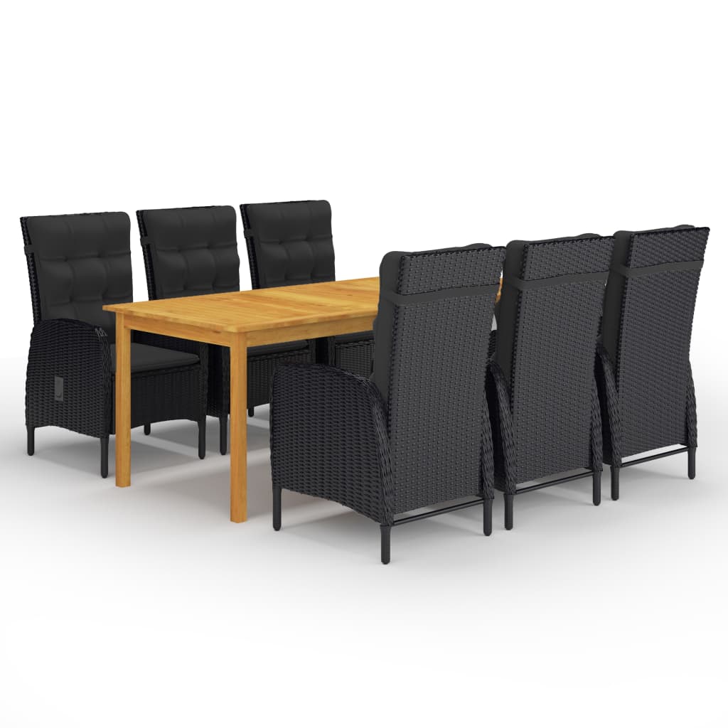 Dining Set Black, Natural Wood