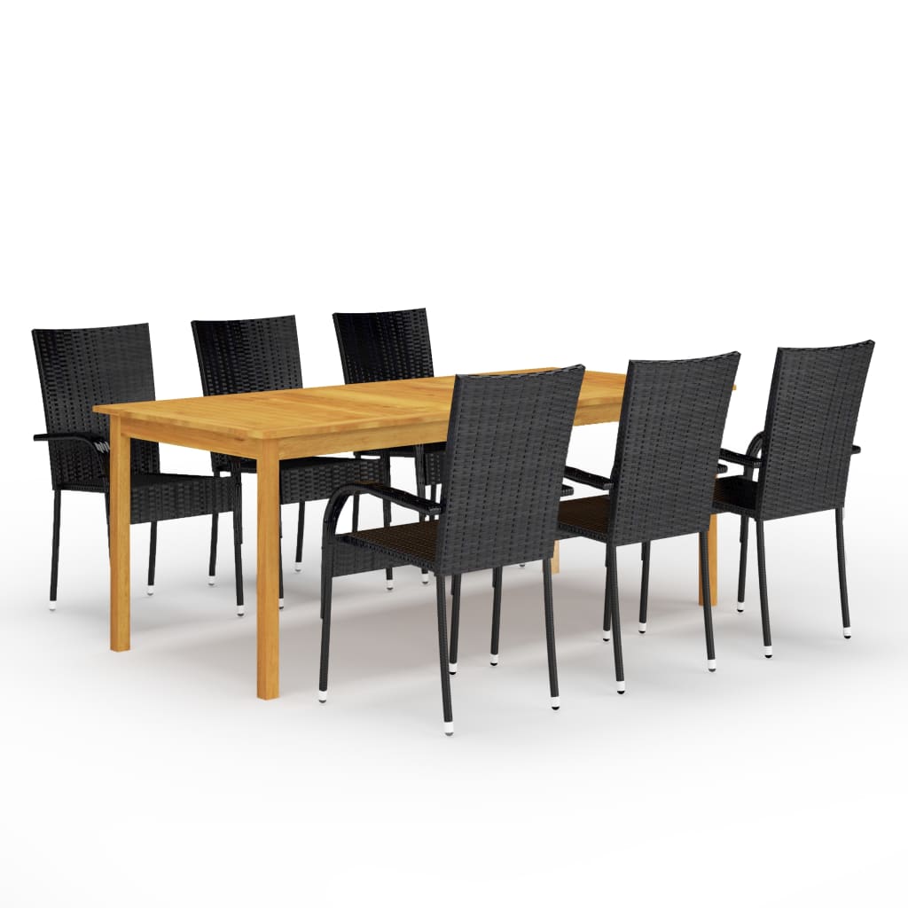 Dining Set Black, Natural