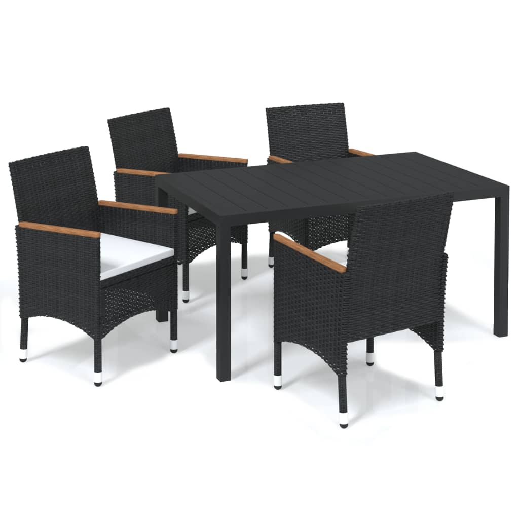 Dining Set Black PE rattan 5 Piece 5 Piece Garden Dining Set