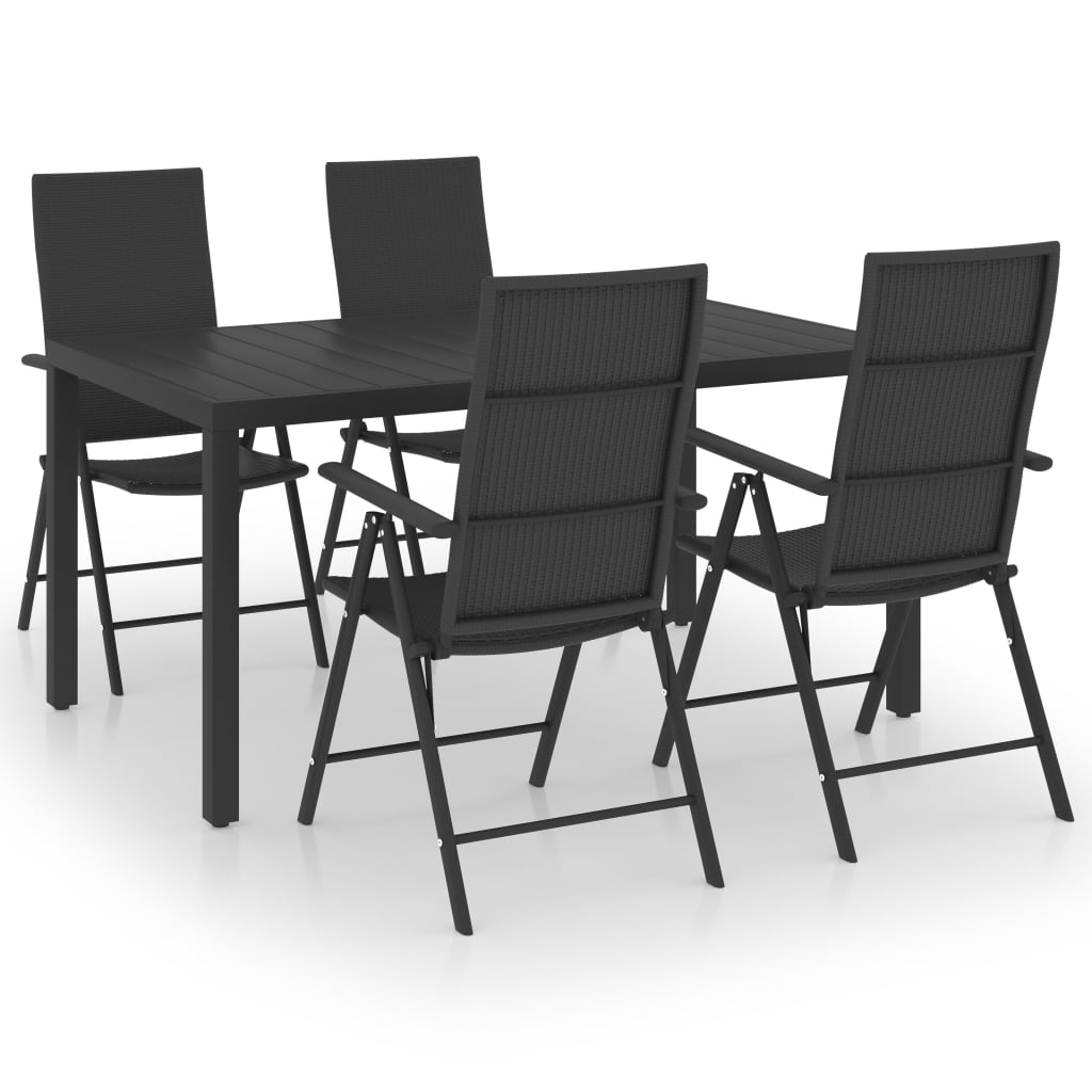 Dining Set Black PE rattan, aluminum, WPC Medium