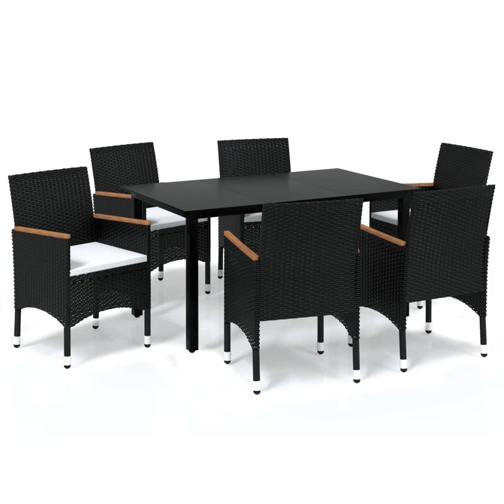 Dining Set Black PE rattan Medium Durable Dining Set