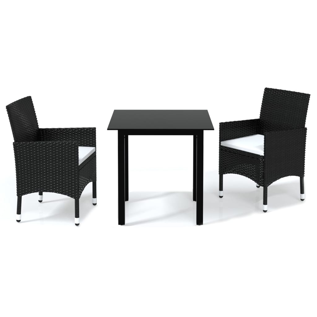 Dining Set Black PE Rattan, Steel, Fabric, Glass, Aluminum Medium