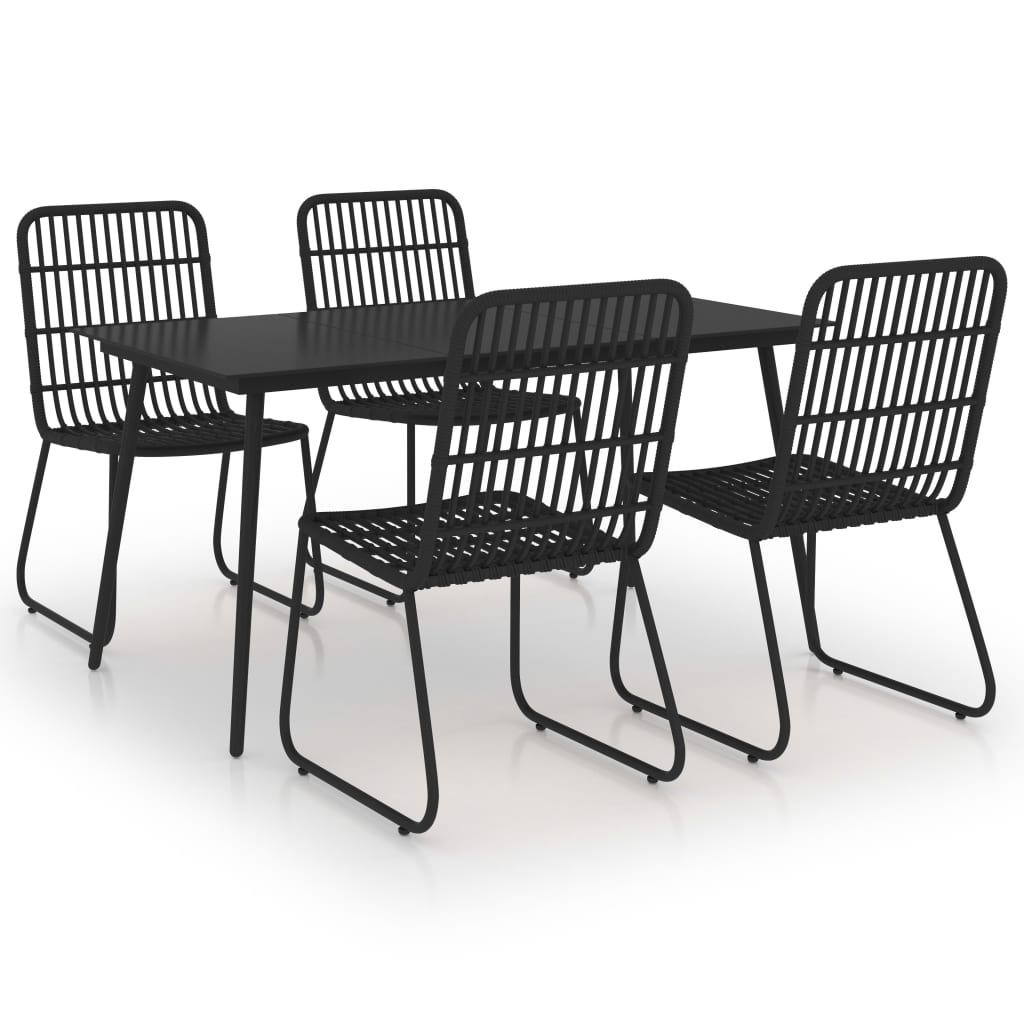 Dining Set Black Poly rattan Large Stackable Outdoor Dining Set
