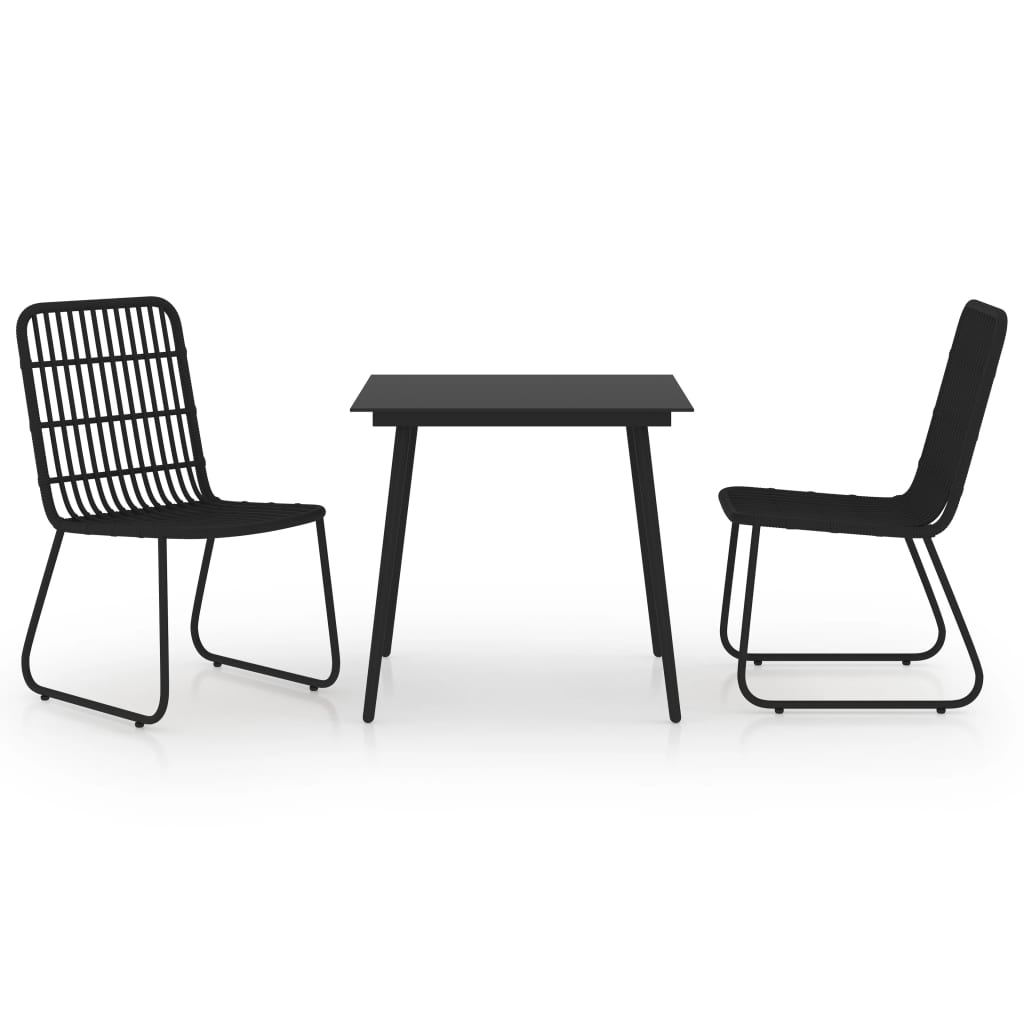Dining Set Black Poly rattan, powder-coated steel, glass 31.5 in