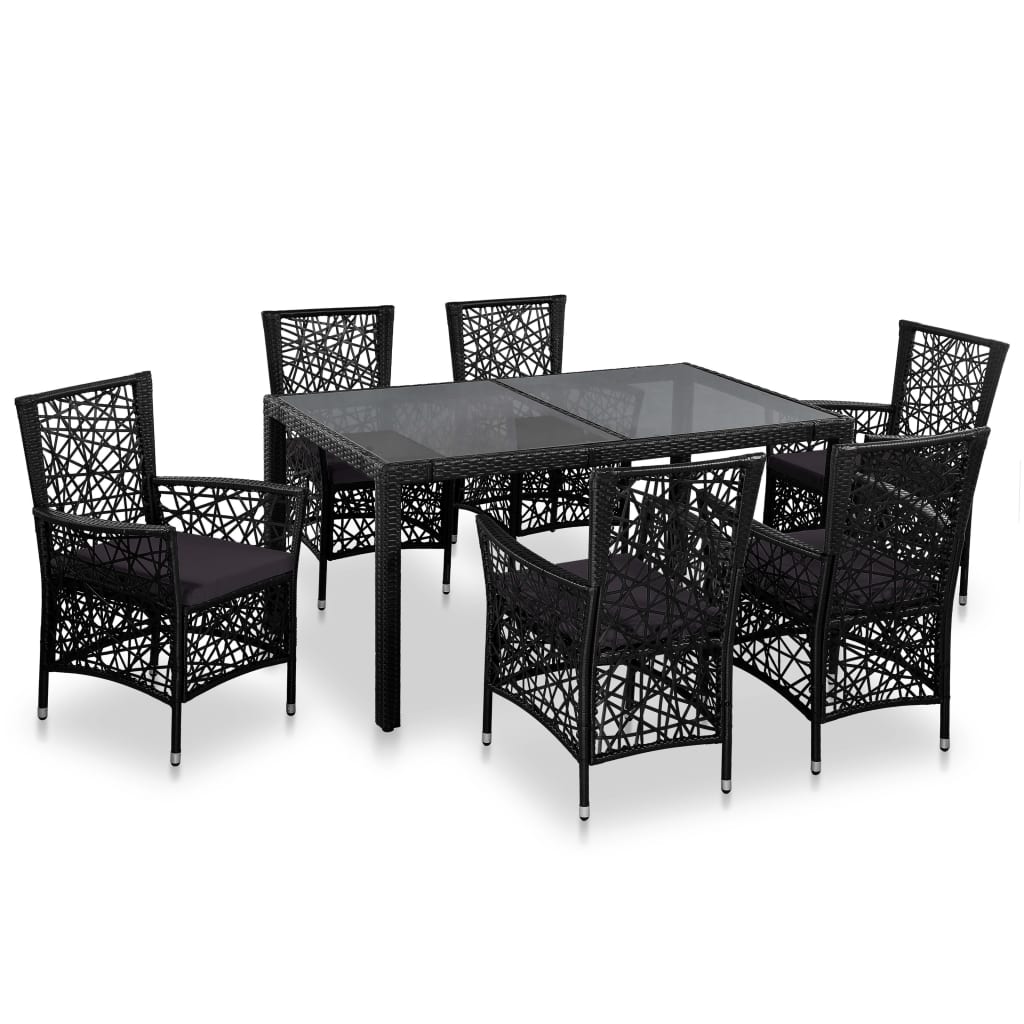 Dining Set Black Polyethylene rattan Medium Outdoor Dining Set