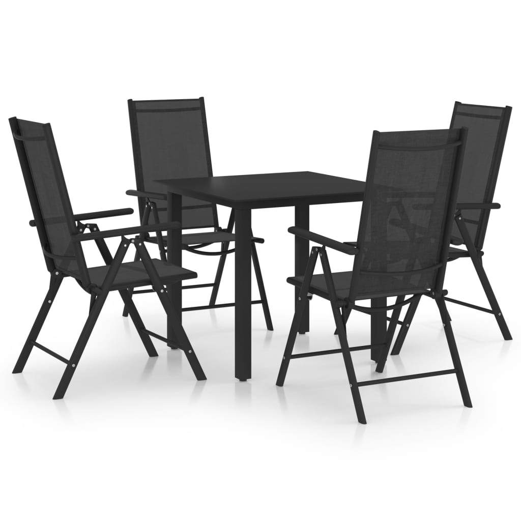 Dining Set Black Powder-coated aluminum, textilene, glass Medium