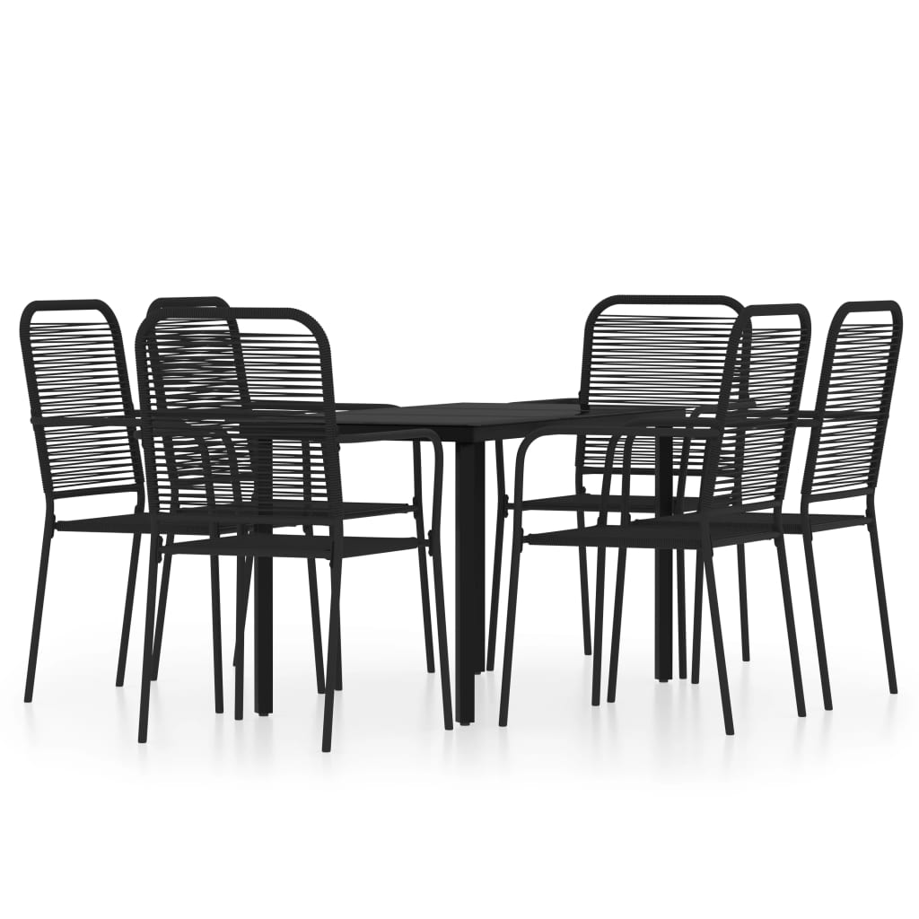 Dining Set Black Powder-coated steel, glass, cotton rope Medium