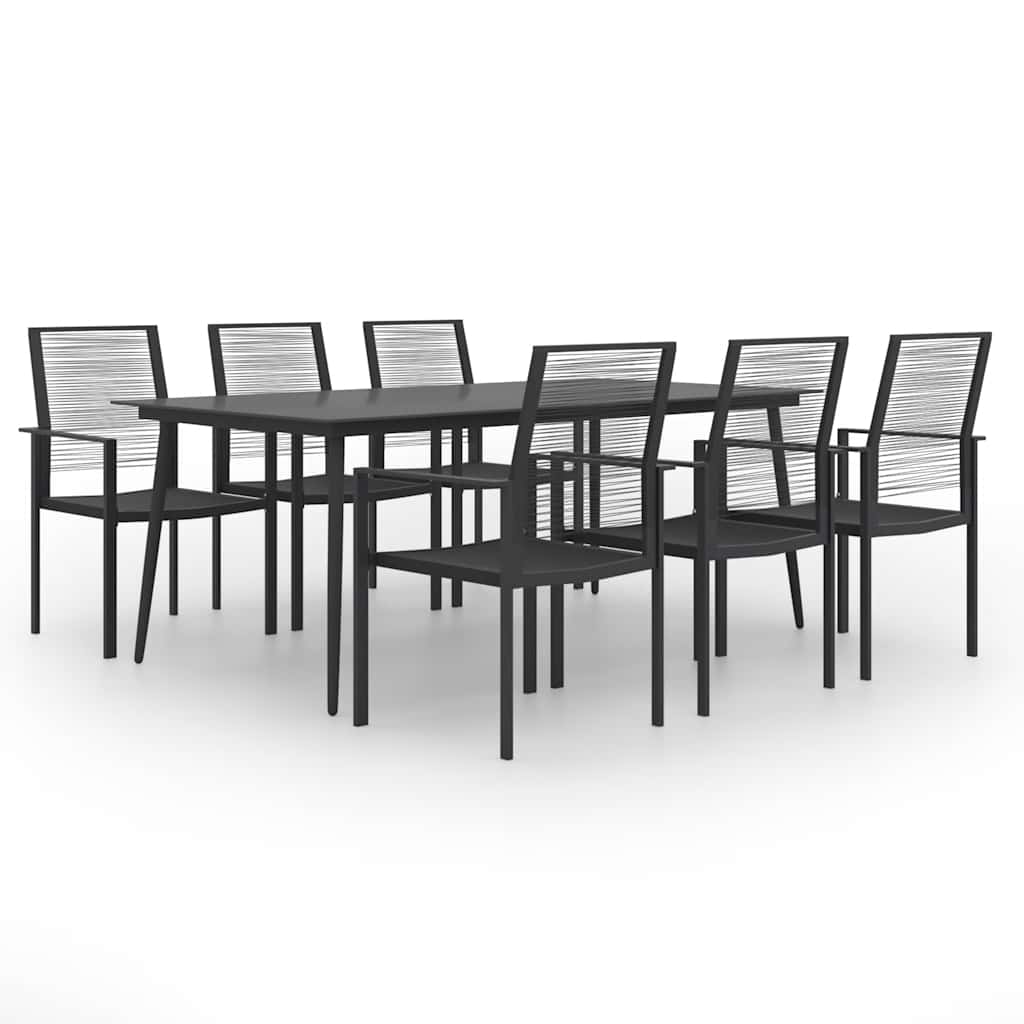 Dining Set Black Powder-Coated Steel Large Durable Dining Set