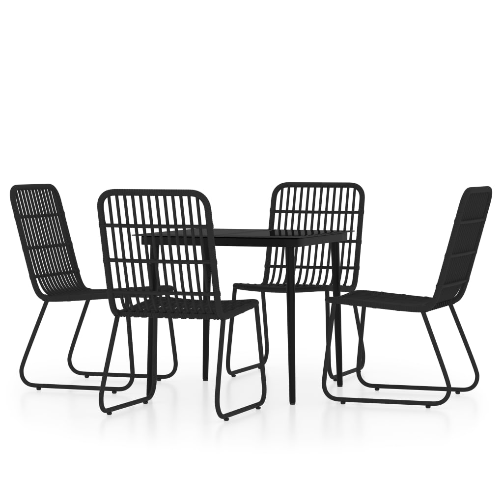 Dining Set Black Powder-coated Steel Medium Lightweight